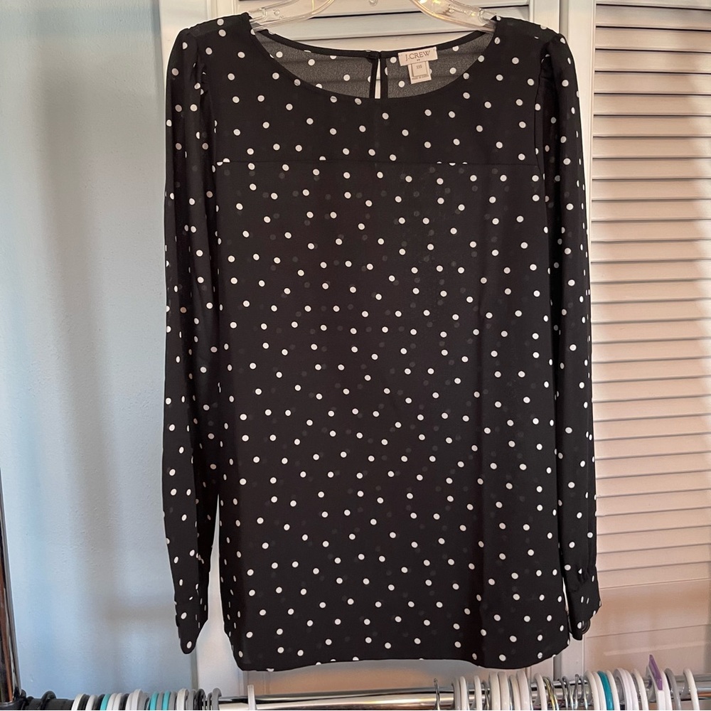 Black and white polka dot blouse